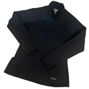 Patagonia Capilene Performance Baselayer Top Black Mock Neck Womens Large